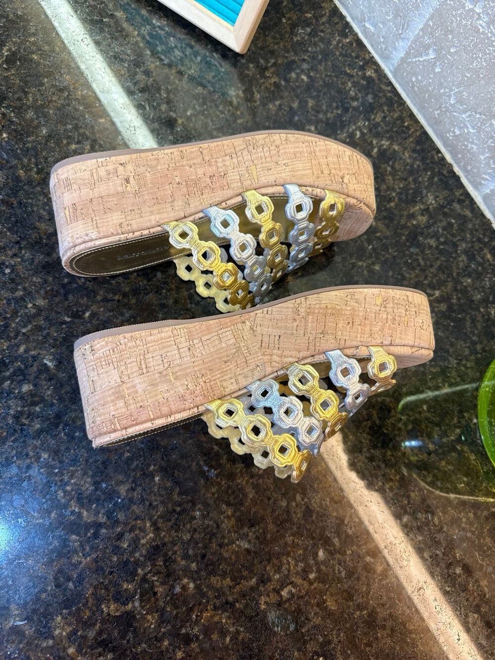 Larroude Charli Gold Silver Metallic Strap Sandals Mules 6.5 NWOT HARD TO FIND - Picture 8 of 12